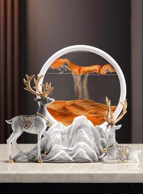 招财鹿漏沙画摆件沙家创意居客流厅酒柜电视PWM柜轻奢高档装饰品