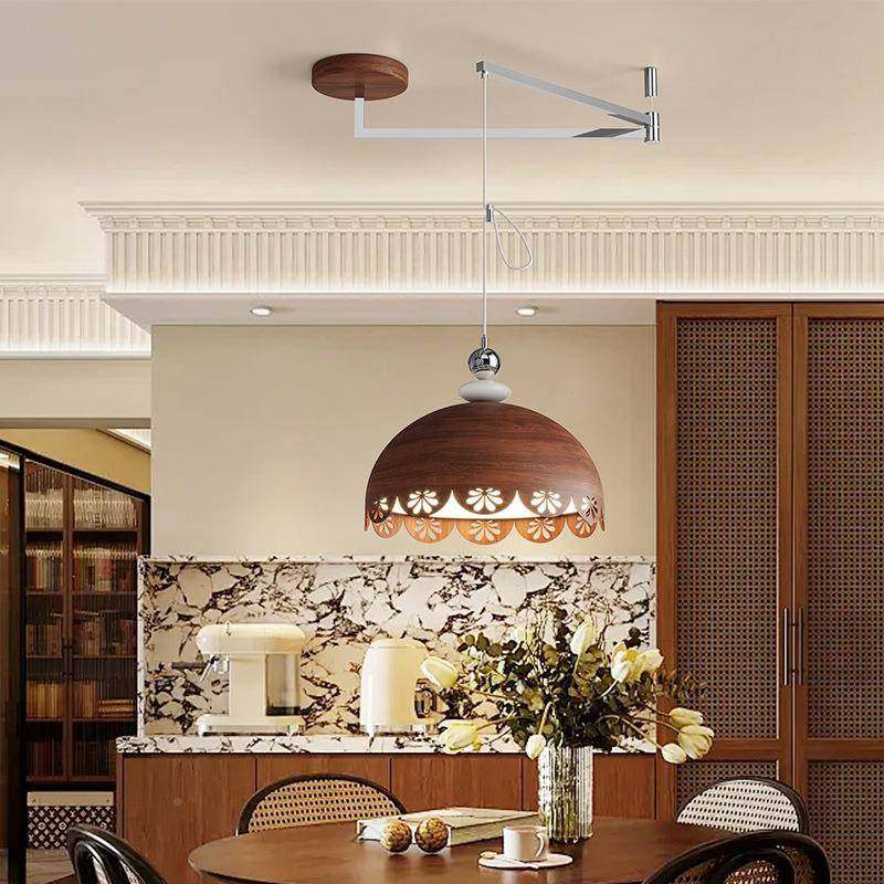 法式古风臂飞碟餐厅吊灯复古胡桃木色奶油中风可移位餐摇吧桌338,淘宝优惠券,粉丝福利购,淘宝优惠卷