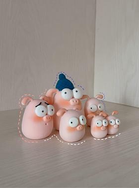 XIA原创自制树脂粘土小猪可爱家居摆件装饰品汽车内装饰摆件