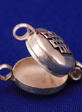 圆形噶乌纯铜装物供奉透明可打开相红银色噶乌盒宝瓶随身携带男女