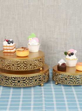 GUX盘欧圆式婚礼摆台道具形蛋高糕铁艺脚蛋糕架子水果盘点心托盘