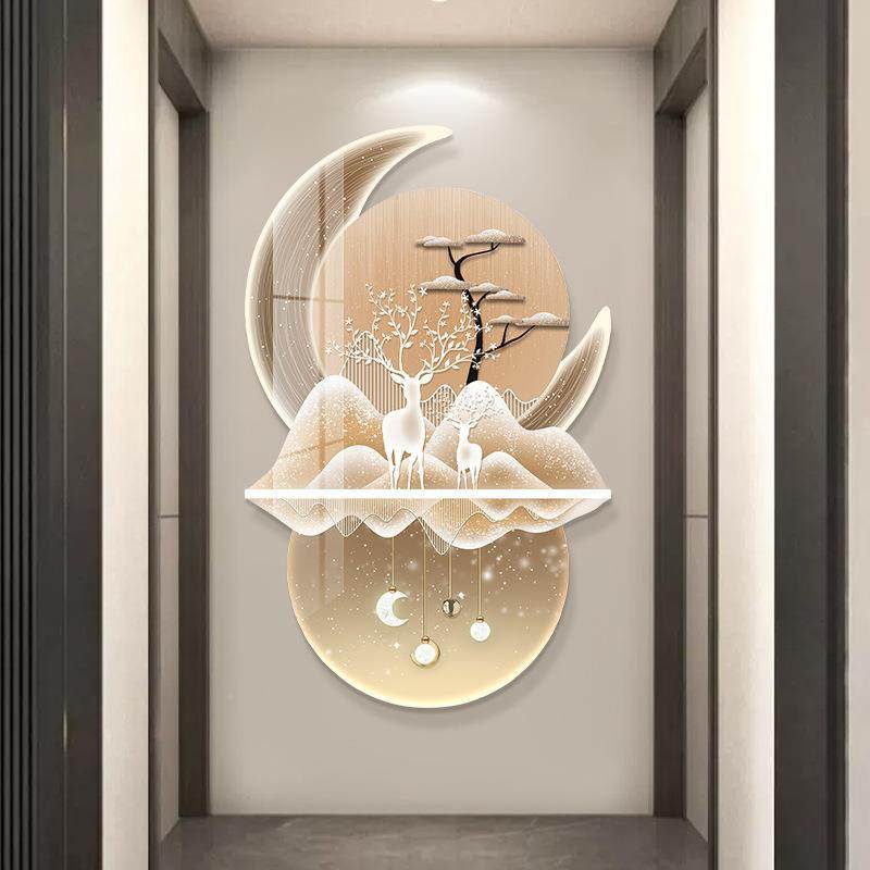 入户关装现饰画代轻奢高档福禄相随走廊客挂画正对xw0222-W门厅玄