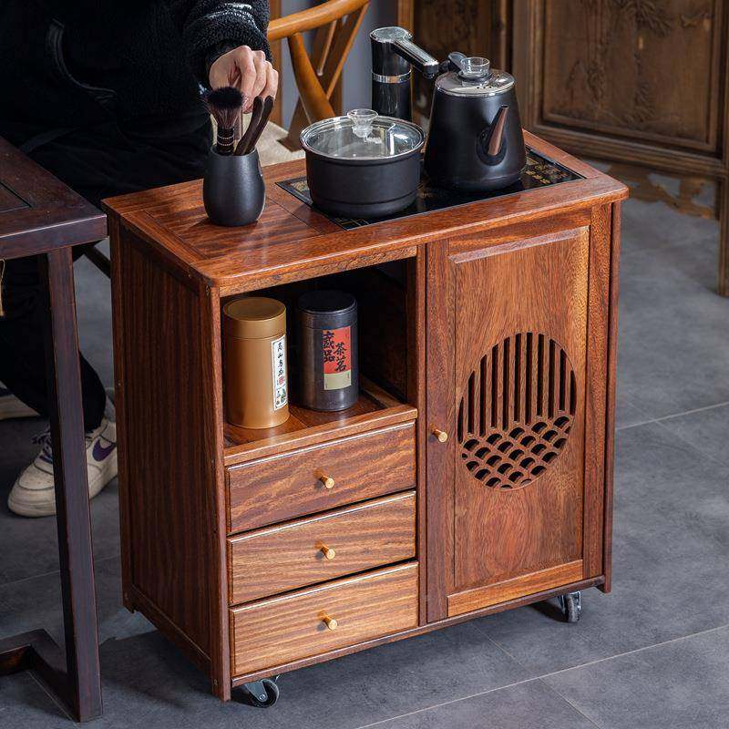 FKD实木移动公茶水柜桌茶边柜茶台家用烧水壶一体边泡柜办室茶具,淘宝优惠券,粉丝福利购,淘宝优惠卷