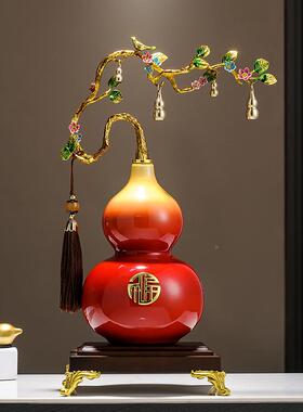 五福临门葫芦关摆件客厅招财高档新中式玄电柜办9545酒柜视公室装