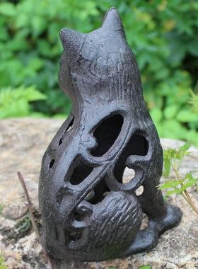 欧式复古创意铸铁工艺品铁艺镂空猫造型摆件家居庭院装饰品摆件