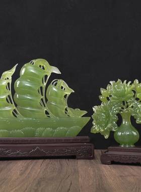 一帆风顺富贵白菜岫玉系列摆件中式开玉花开富仿贵家居客厅装饰摆