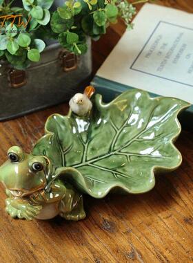 创意大嘴青蛙门厅招财储蓄罐水培花盆笔筒杂物收纳客厅装饰摆件