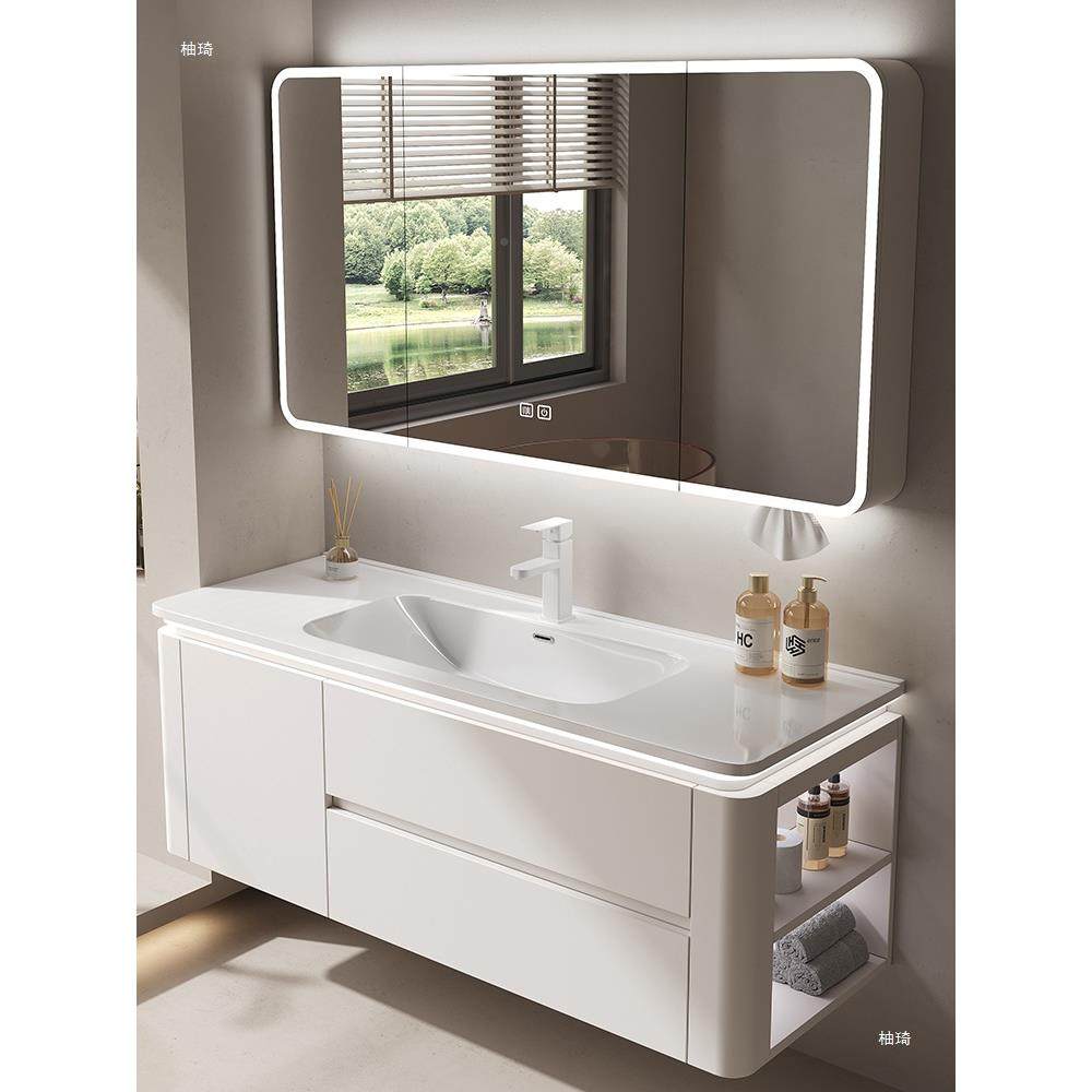 轻奢简实木组智能合侧边柜浴室约柜卫生间陶瓷一体白盆洗911手洗,淘宝优惠券,粉丝福利购,淘宝优惠卷