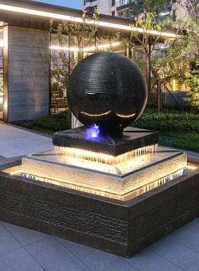 欧式球水喷泉摆件家居饰品水循环景装饰办公流2587室圆招财落地景