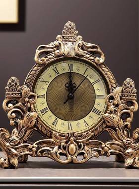 座钟客厅家用式台钟表WLG欧钟式时摆件中式复麋鹿古美式时尚高端