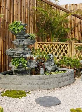饰庭院水循品环水景观装假山流喷泉生财摆件阳thfg%$*&台鱼池造景