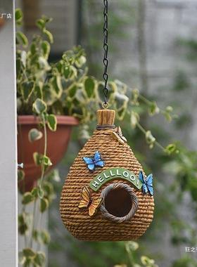 户外饰鸟屋挂件装创意鸟窝布鸟巢件阳台置花园摆别墅庭T9311277院