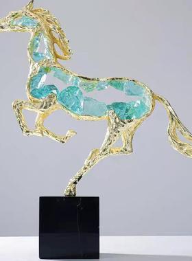 奢高档马到成摆件装饰轻功品工艺品电柜酒柜t1725玄关家居招财欧