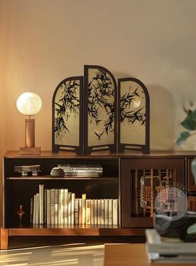 中古风墨竹桌小屏风面摆斗件新中茶式桌rPd3NcMX家居边柜柜装饰品