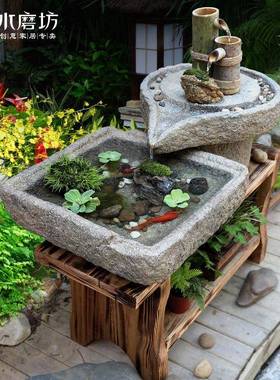 石槽流台水smf-smsc喷泉景观阳水景鱼池摆件户外院假山景花园装饰