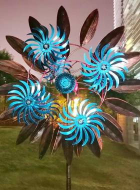 场景道具网红#18/W-摆园庭院别墅旋转铁花艺带灯拍蓝大色旋轮超双