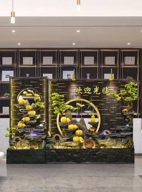 水幕墙屏风玄关落循环水假山喷泉入户招财景观TB679977装饰客水厅