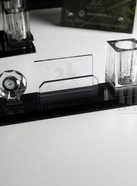 水晶商务礼品实用 摆件 纪念品 办公用品 笔筒L LOGO制作 毕业礼