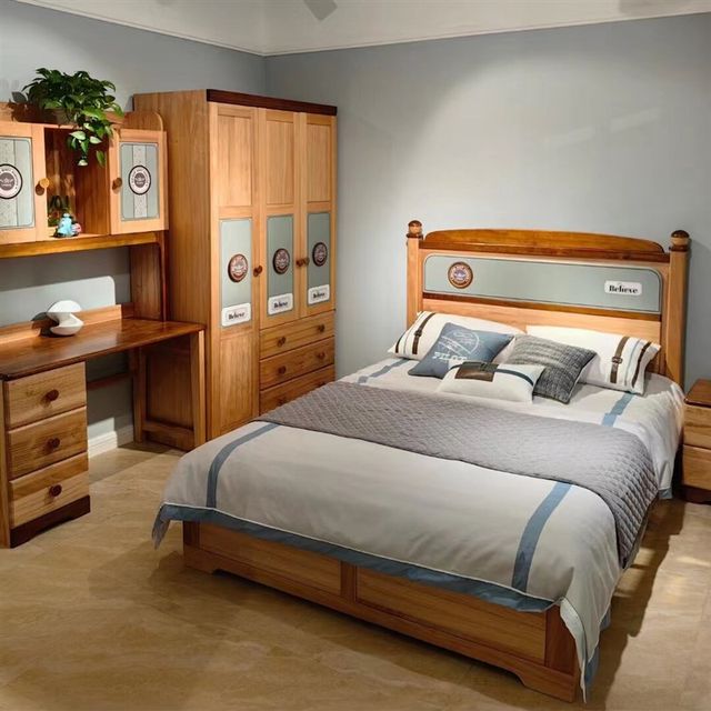Yourun furniture all solid wood bed teen boy bed single bed children's furniture bed bedroom whole house suite