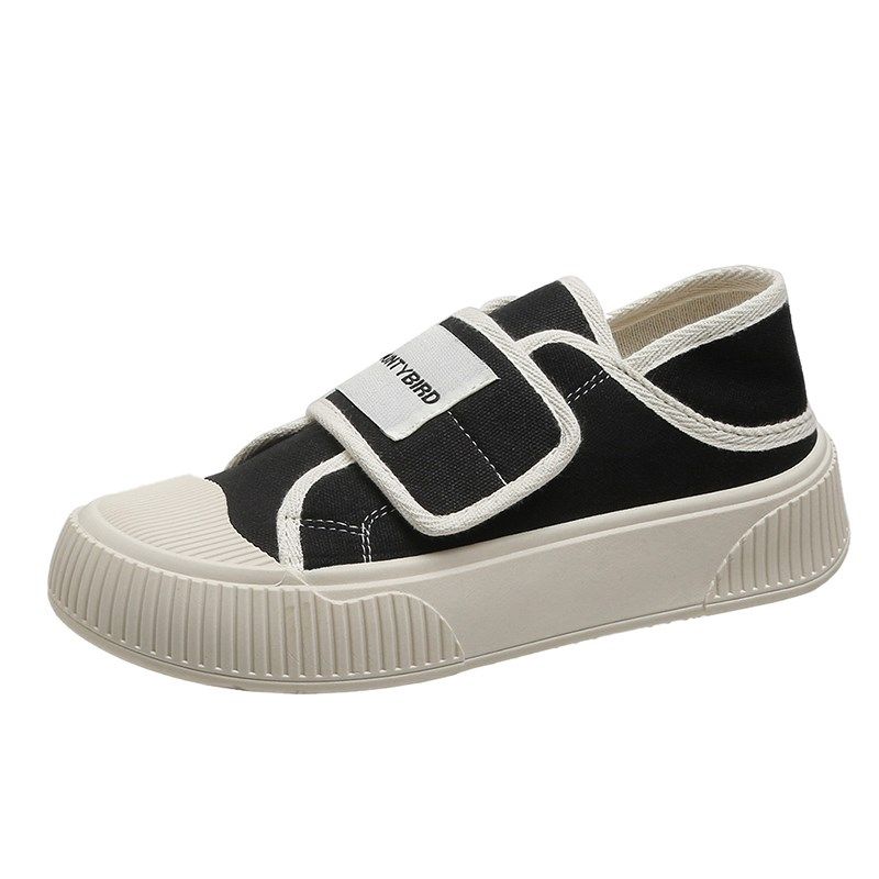 帆布半拖鞋女2024年春秋新款厚底魔术贴小白鞋两穿一脚蹬布鞋女款,淘宝优惠券,粉丝福利购,淘宝优惠卷