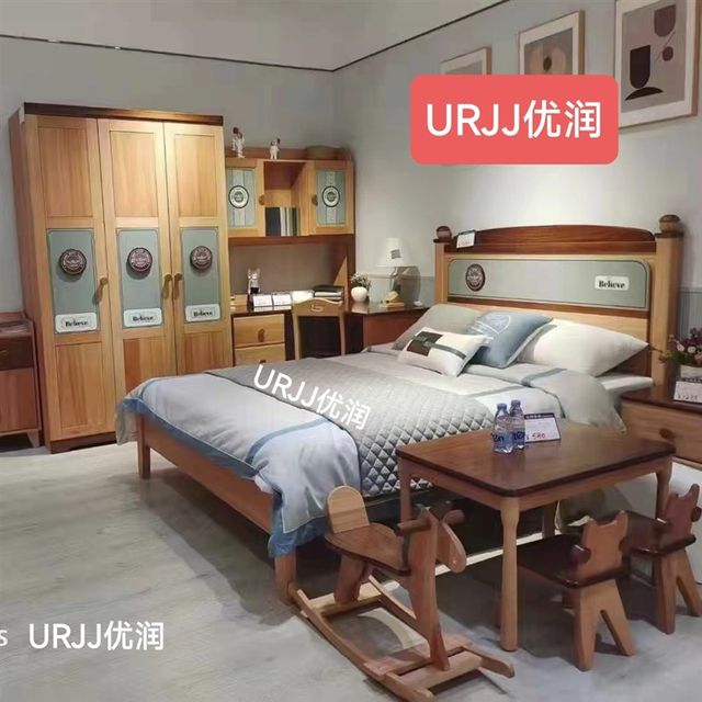 Yourun furniture all solid wood bed teen boy bed single bed children's furniture bed bedroom whole house suite