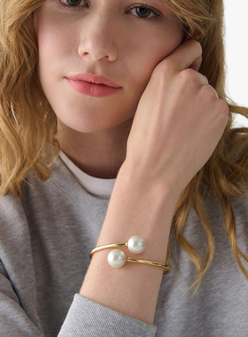 【新年礼物】【2025新款】kate spade ks奥莱 Dot仿珍珠开口手镯