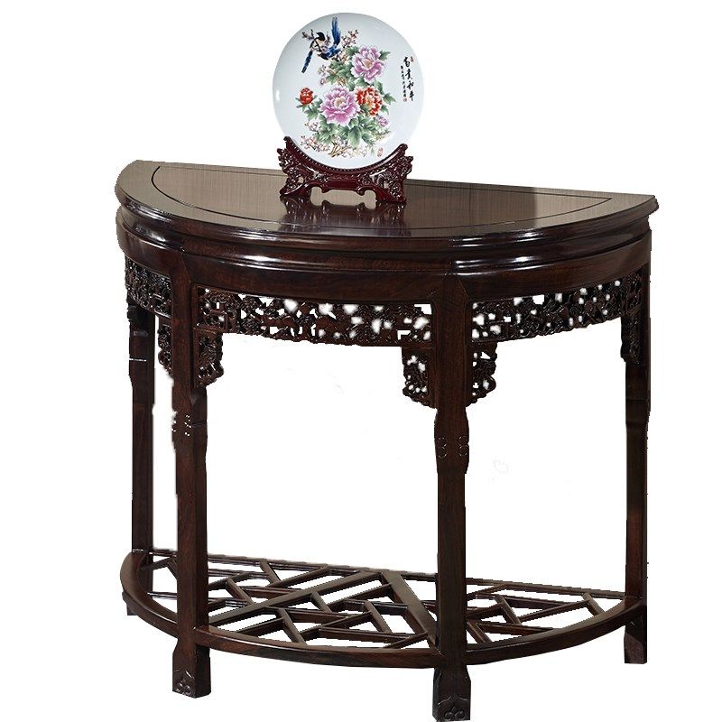 黑檀木半边桌半圆桌半月台半圆台玄关桌边几花几实木红木原木中式,淘宝优惠券,粉丝福利购,淘宝优惠卷