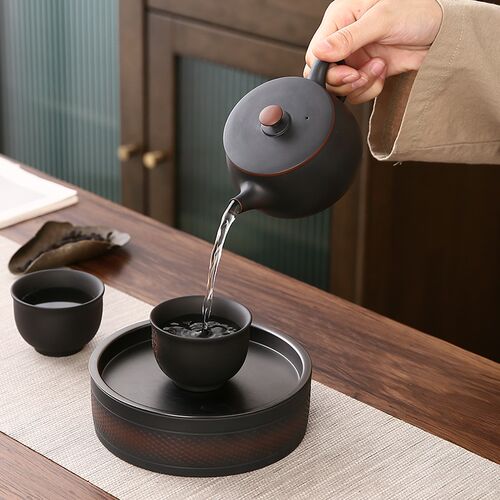 紫陶汉瓦壶单个茶壶泡茶专用凤鸣壶可提可旋转壶手U工建水家用茶 - 图3