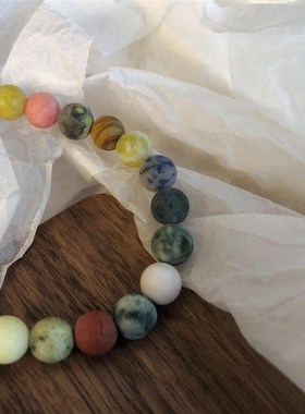 ins小众手作星空星球磨砂天然石手链星系雾面宇宙女情侣闺蜜礼物