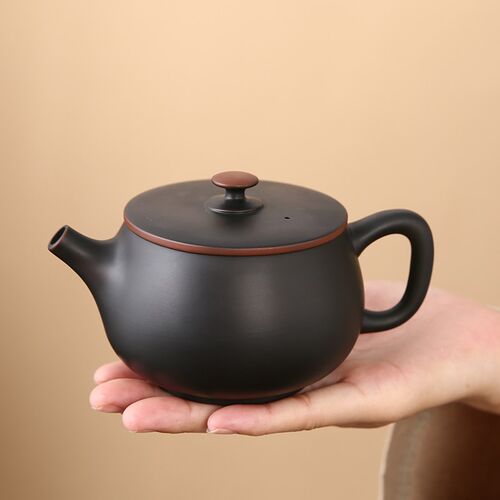 紫陶汉瓦壶单个茶壶泡茶专用凤鸣壶可提可旋转壶手U工建水家用茶 - 图0