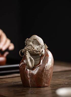 禅意中式达摩祖师陶瓷摆件创意人物雕塑工艺品家居客厅茶桌装饰品