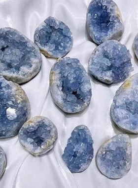 天然水晶蓝晶石晶簇块天青石原石矿石标本家居装饰居摆件厂家批发