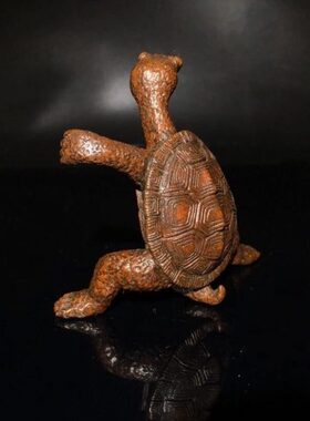 实心纯铜功夫乌龟线香插手工茶宠小摆件仿古玩小铜器紫铜雕手把件