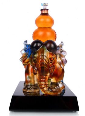 班德拉斯 古法琉璃福禄宝象摆件 客厅办公室装饰 开业商务礼品