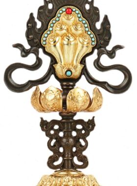 慧宝七政宝摆件家居创意工艺用品客厅桌面铜制轮王七珍宝紫檀摆放