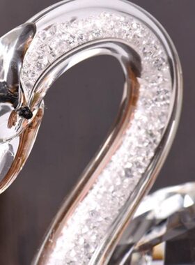 家居装饰品水晶天鹅内镶钻高档 儿童创意礼物小动物客厅装饰摆件