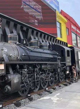 定制大型复古蒸汽火车头主题餐厅A商场景区绿皮车厢多功能装饰摆