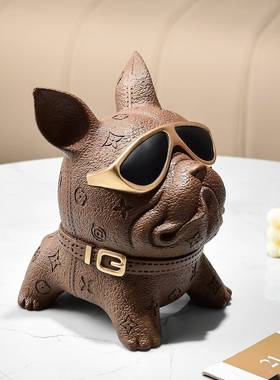 皮客纹狗装品摆件纸巾盒高级777感厅卧室大法斗饰犬摆饰气搬家礼