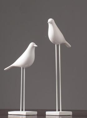 欧小鸟树脂摆件动物创意简客桌厅办公约室样板间面QYY家居软北装