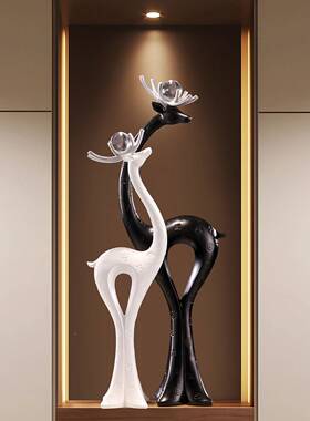 福鹿轻件奢高档鹿大摆入玄关造景壁龛客厅电柜竖高视级感装户THTL