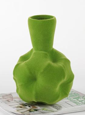 现代植术花器艺花插摆绒QRD件样板房酒民宿店家居高级感花瓶软装