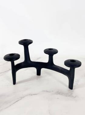 代6219简创意色金属烛台餐厅酒店样板约间家居艺术蜡黑烛台浪漫装