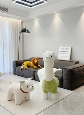 网红羊驼座椅凳子带滑轮动物坐z凳大玩偶坐椅创意客厅摆件乔迁礼