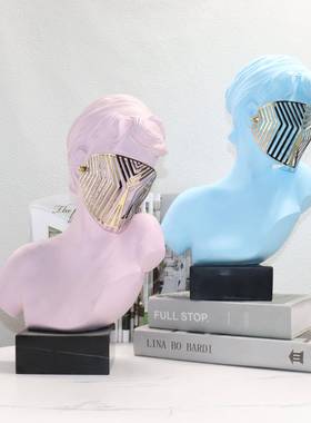 北欧样板房面具人物雕塑轻奢摆软件酒店会所端大堂关景台EZA玄装