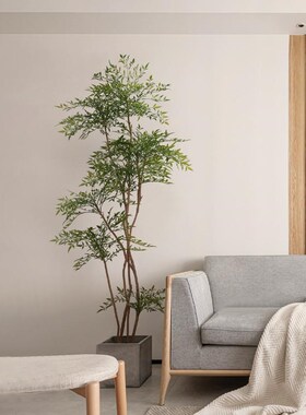 仿真绿植南天竹盆栽民宿风格软装假植物诧寂风假树落地装饰摆件