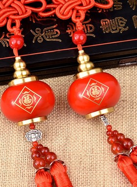 铜小灯笼挂件铜元宝摆件新年装饰客厅门把手福字汽车挂饰2024龙年