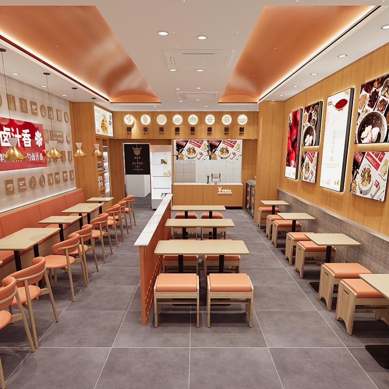 餐饮店靠墙卡座沙发桌子面馆商用奶茶店桌椅港式茶餐厅橡木餐桌椅 - 图2