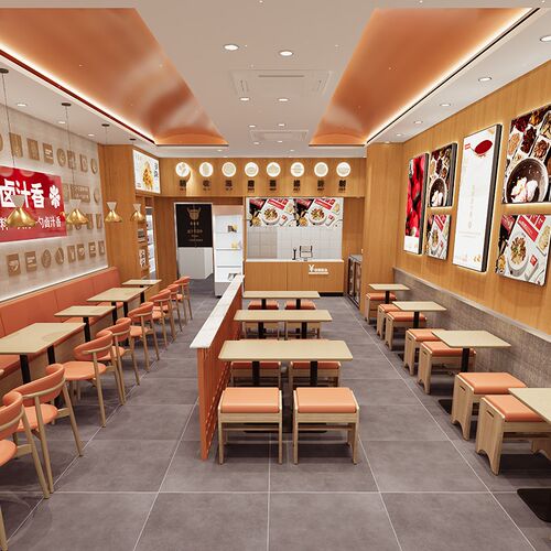 餐饮店靠墙卡座沙发桌子面馆商用奶茶店桌椅港式茶餐厅橡木餐桌椅 - 图2