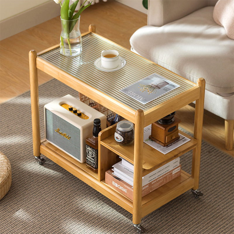 可移动沙发侧边柜置物架边几边柜桌子茶几小型迷客厅收纳茶水架竹 - 图0