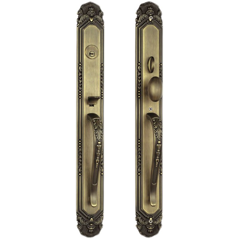 豪华大门锁双开门对开门大拉手门机械门锁入户实木门欧式别墅大门 - 图3